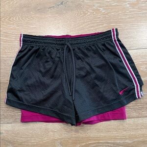Nike Gray & Pink Mesh Running Shorts with Navy Layer